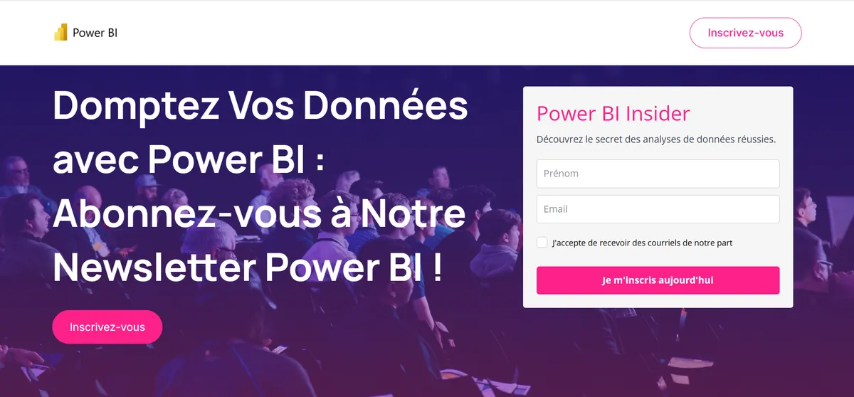 Aperçu du site Newsletter Power BI